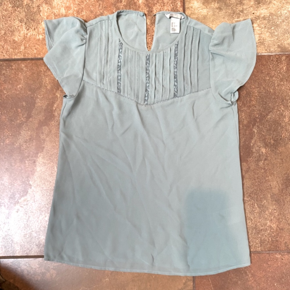 Dusty blue short sleeve blouse
